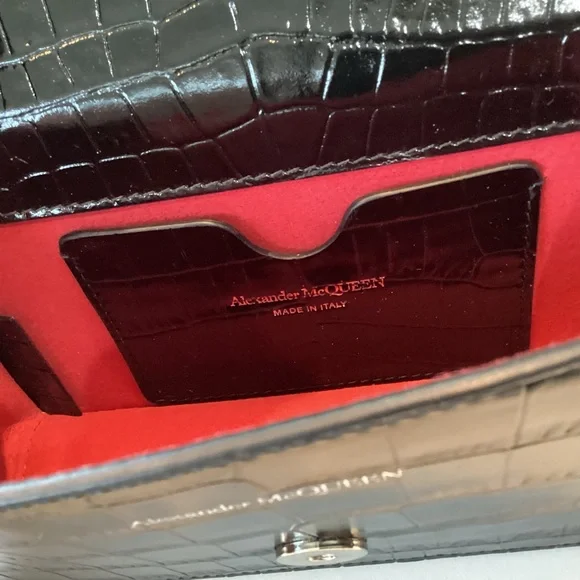 ALEXANDER MCQUEEN MINI CROC EMBOSSED JEWELLED  SATCHEL - Picture 8 of 14